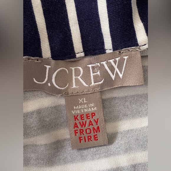 J.Crew Women's Top Navy White Striped Nautical Button Down Stretch Fabric XL - Picture 11 of 11